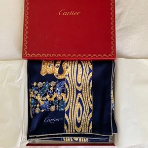 Navy blue Cartier animal print scarf